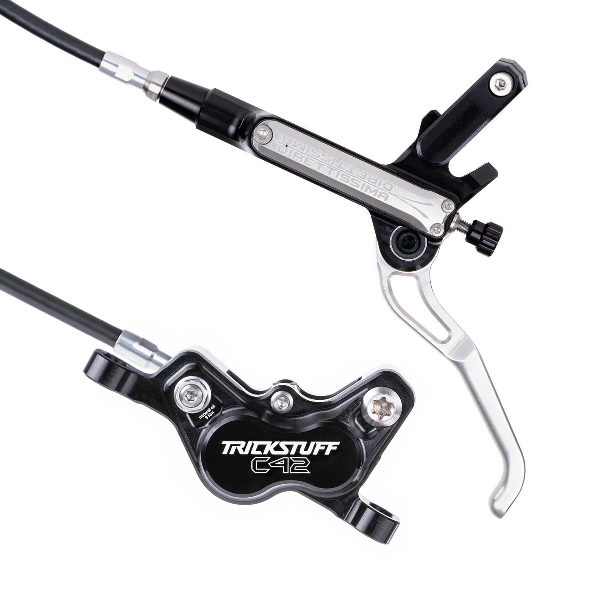 Trickstuff DIRETTISSIMA schwarz / silbern, DRT ALBLSI ALSI S KEV C42 ALBL PP ST O Scheibenbremse